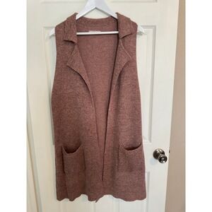 Active USA Knit Longline Knit Vest with Pockets and Collar‎